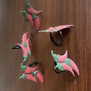 Chili Pepper Napkin Rings Set of 5 Rustic Southwestern Table‎ Decor